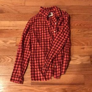 Coral Button Up Flannel